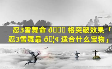 忍3雪舞命 🐅 格突破效果「忍3雪舞最 🦢 适合什么宝物」